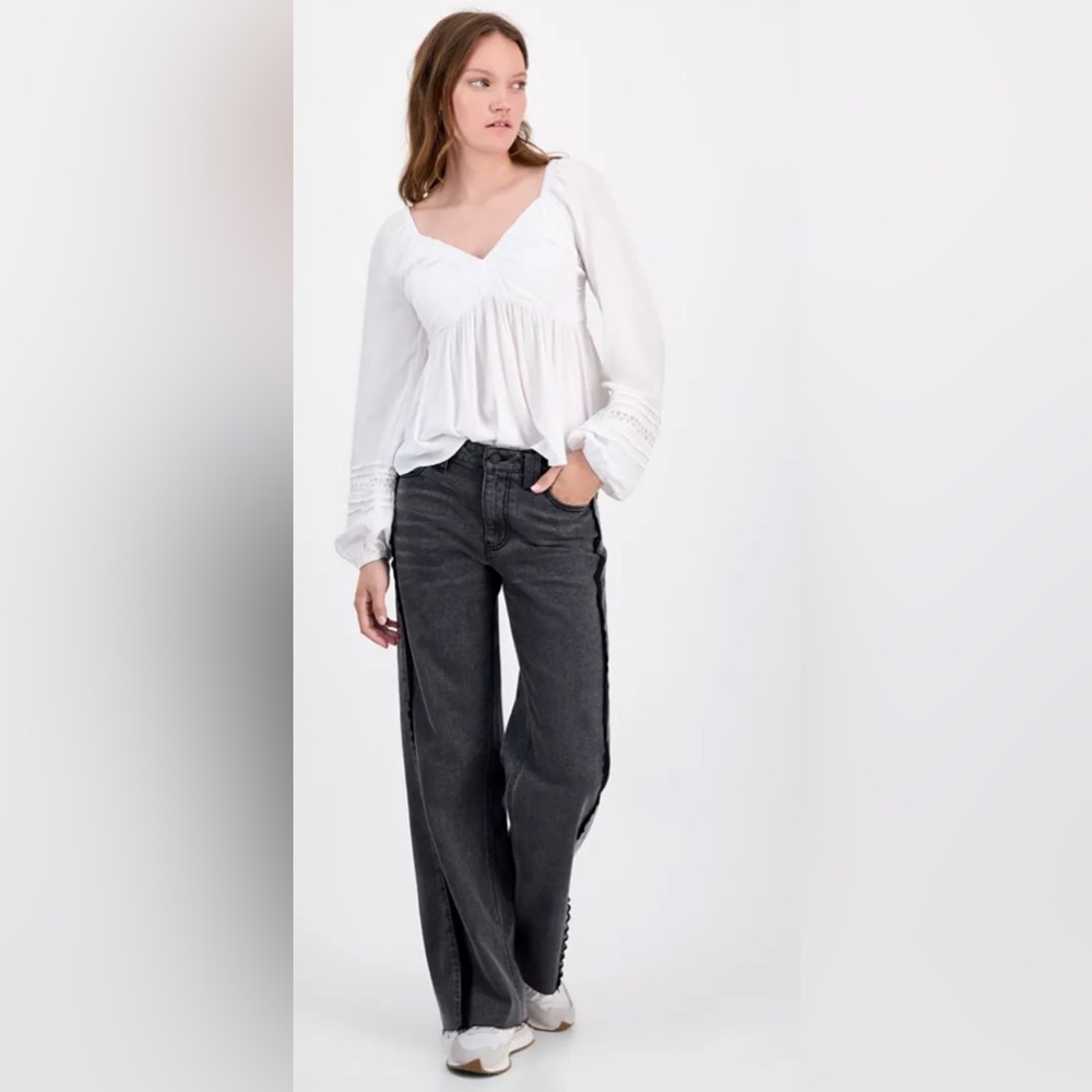 Charcoal Junior’s Straight Jeans Mid Rise Baggy - Picture 9 of 12